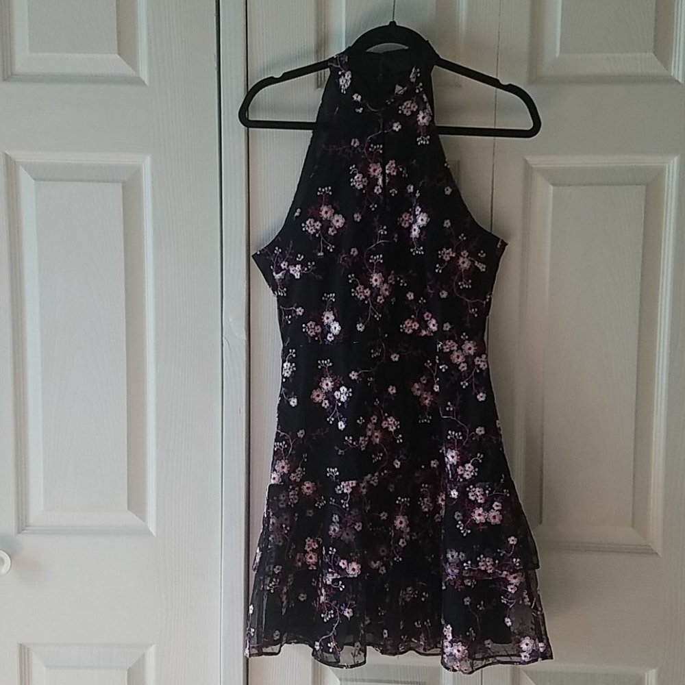 Parker black multicolor flower dress